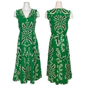 Du Paradis Tiered Sleeveless Dress M Pine Bella Green Midi